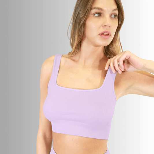 Nikibiki Square Neck Ribbed Base Layer Tank in Fair Orchid