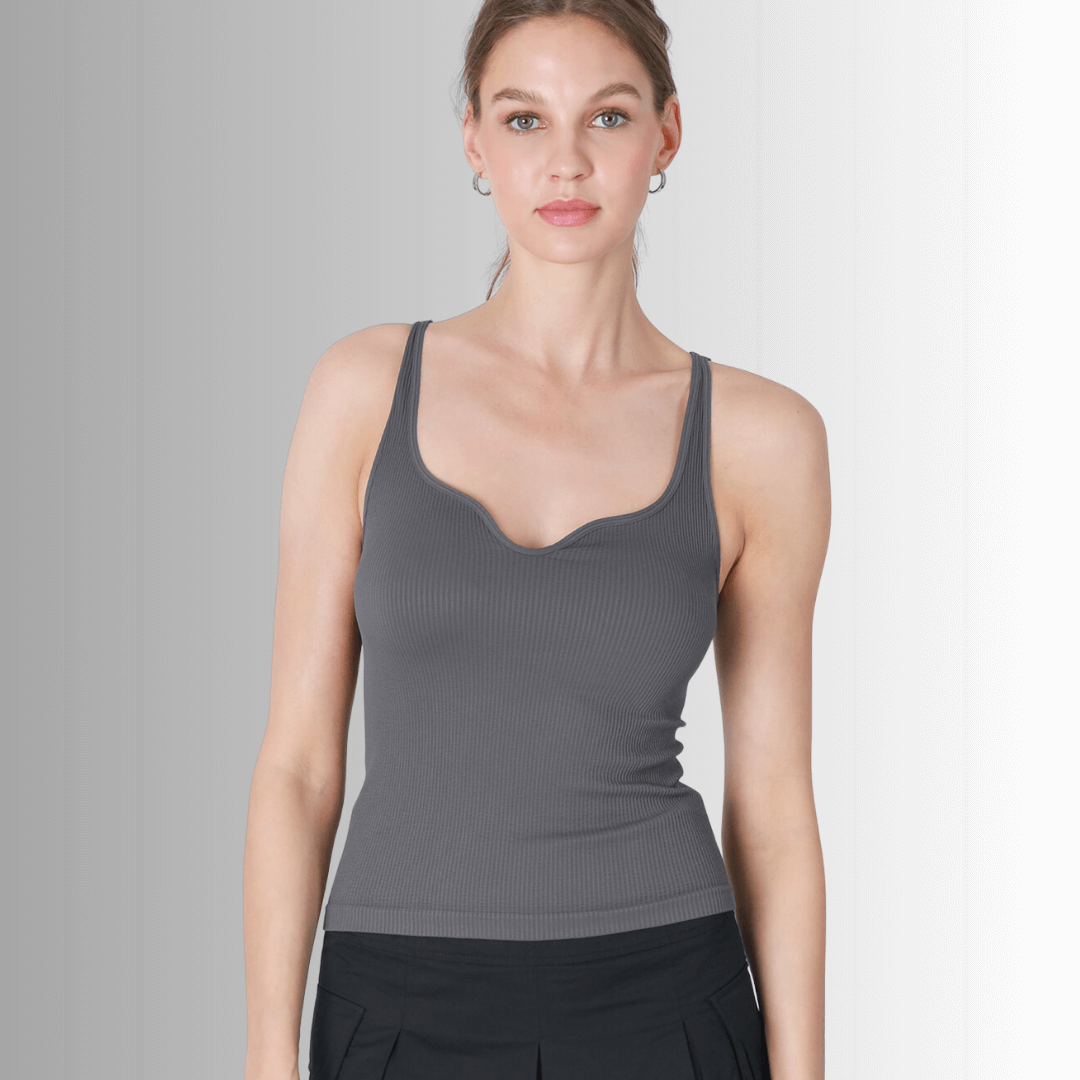 Nikibiki Sweetheart Ribbed Tank Top in Grey
