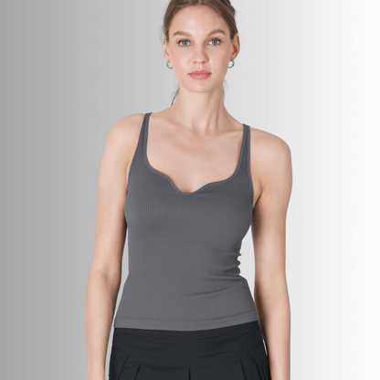 Nikibiki Sweetheart Ribbed Tank Top in Grey