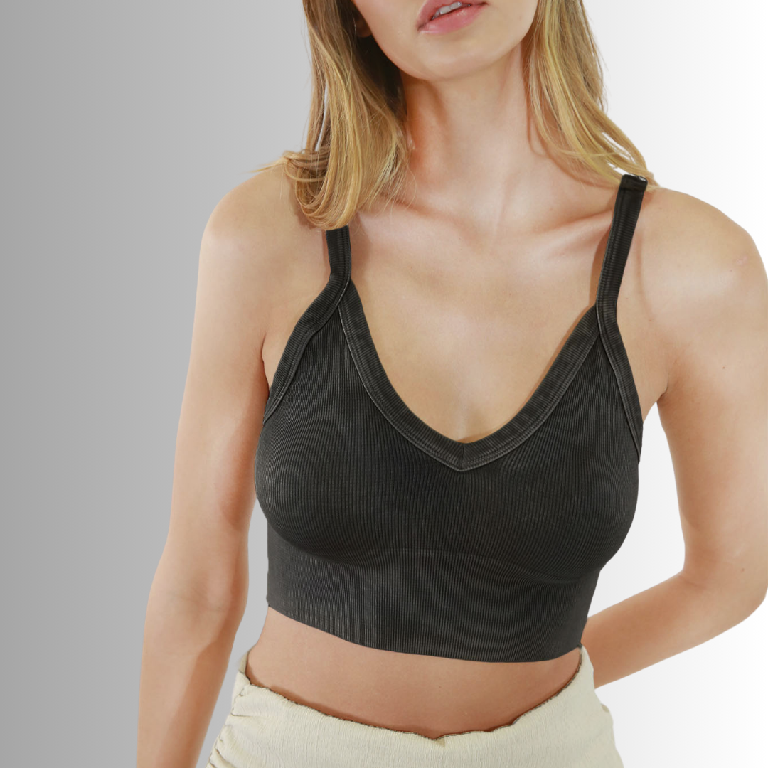 Nikibiki Vintage Ribbed V-Neck Bra Top Made in USA