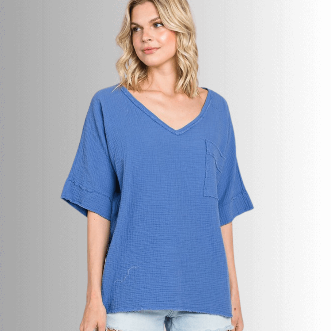 Ryleigh Double Gauze V-Neck Top
