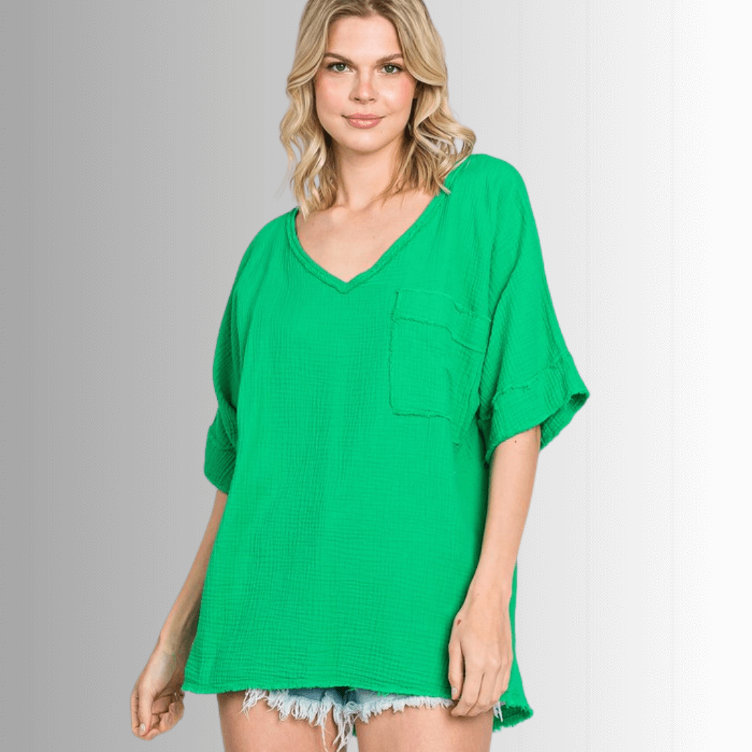 Ryleigh Double Gauze V-Neck Top