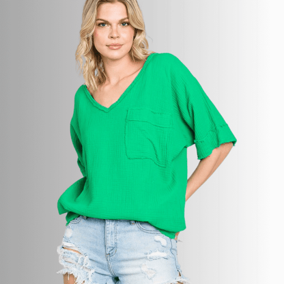 Ryleigh Double Gauze V-Neck Top