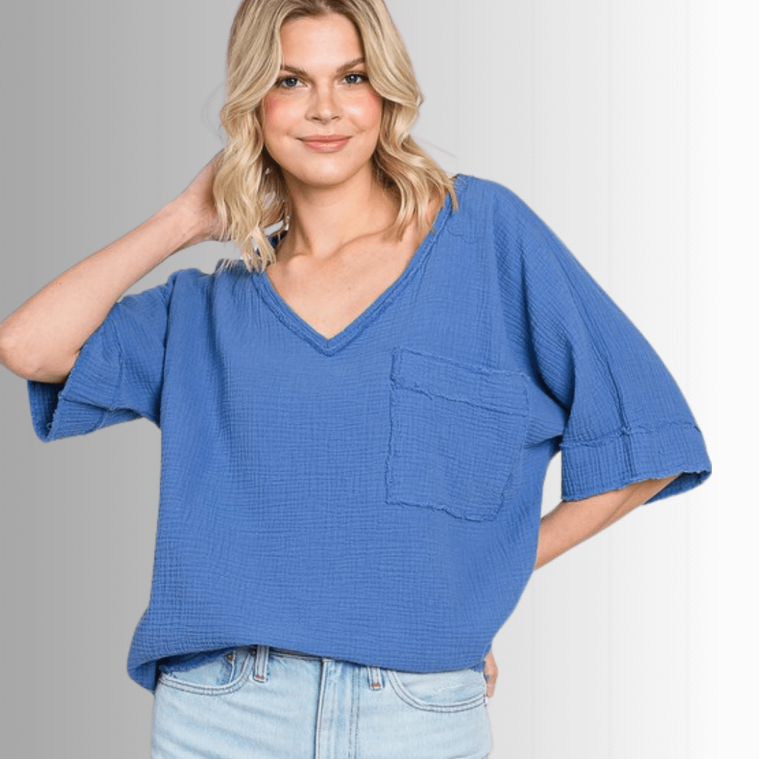 Ryleigh Double Gauze V-Neck Top