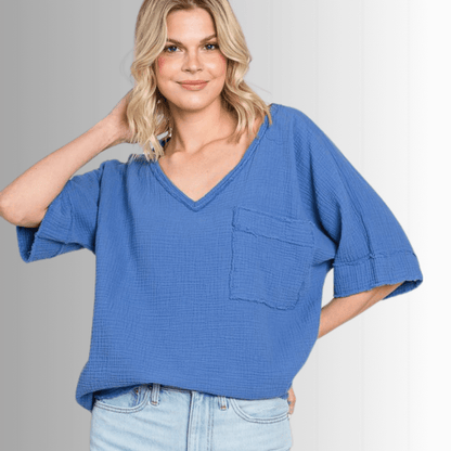 Ryleigh Double Gauze V-Neck Top