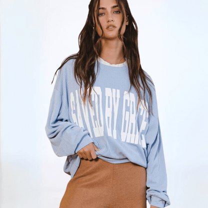 Graphic SAVED BY GRACE Oversized Sweatshirt Made in USA
