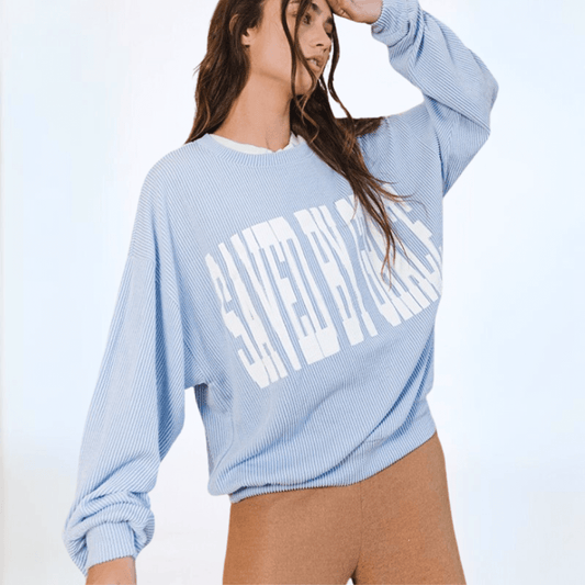 Graphic SAVED BY GRACE Oversized Sweatshirt Made in USA