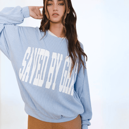 Graphic SAVED BY GRACE Oversized Sweatshirt Made in USA