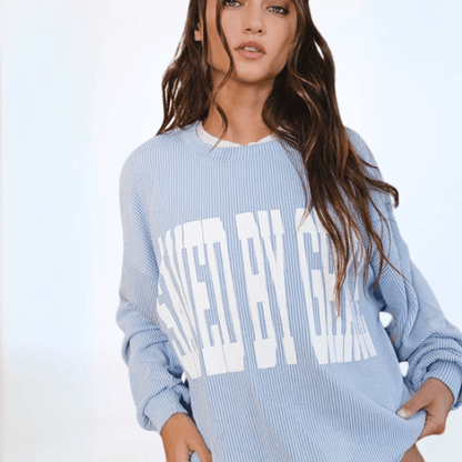 Graphic SAVED BY GRACE Oversized Sweatshirt Made in USA