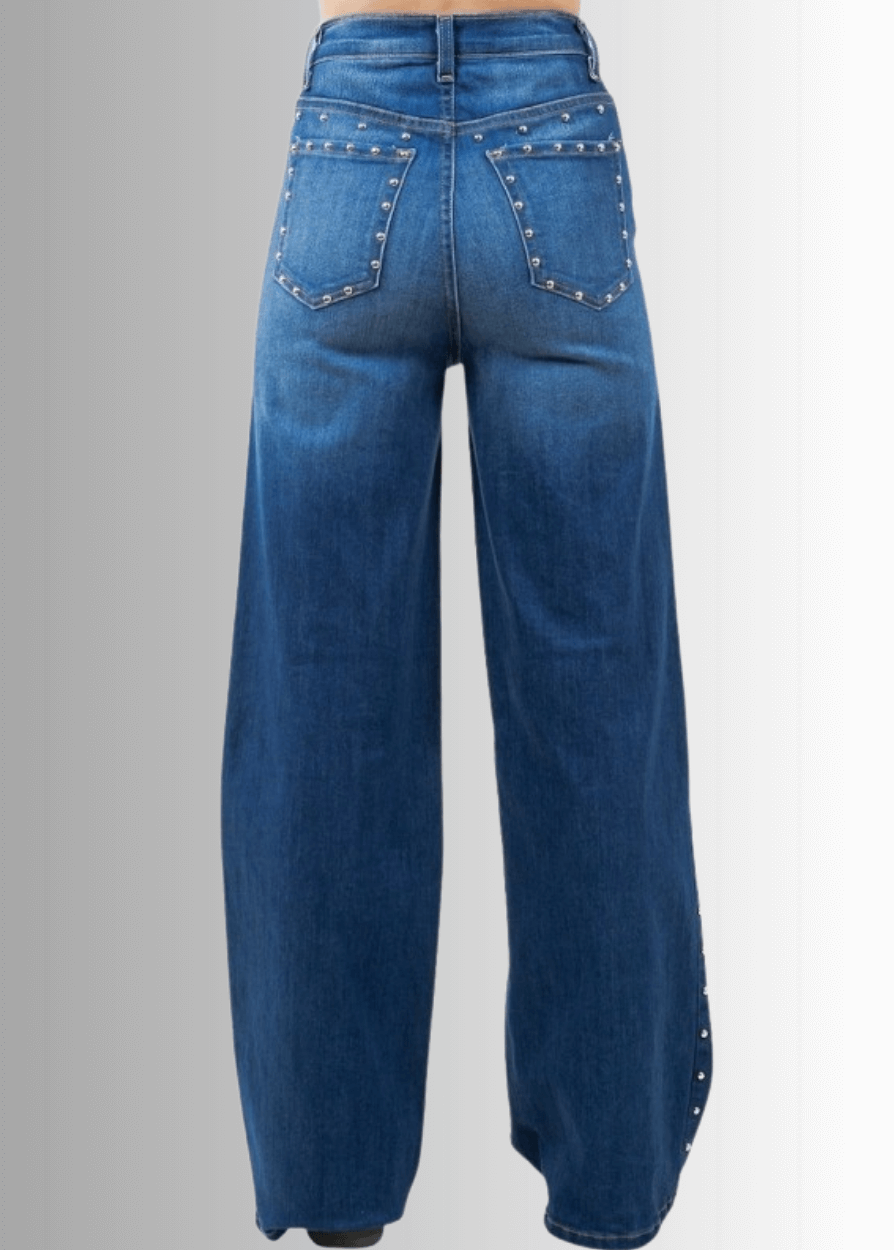 Camila Studded Wide Leg Jeans