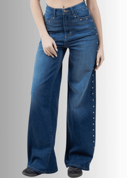 Camila Studded Wide Leg Jeans