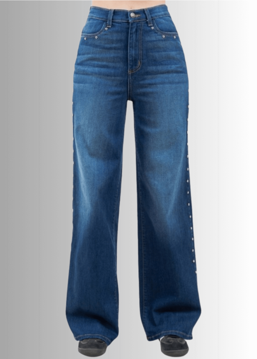 Camila Studded Wide Leg Jeans
