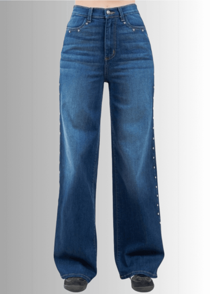 Camila Studded Wide Leg Jeans