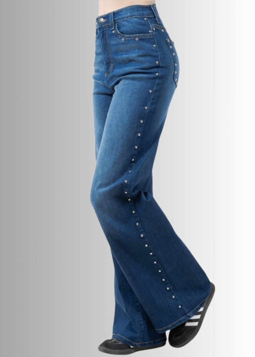 Camila Studded Wide Leg Jeans