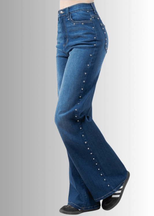 Camila Studded Wide Leg Jeans