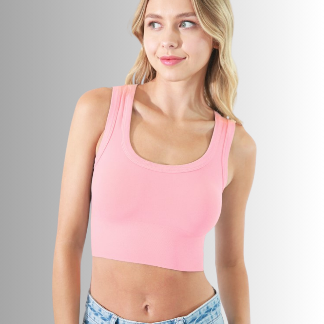 Deep Scoop Neck Cropped Tank Made in USA
