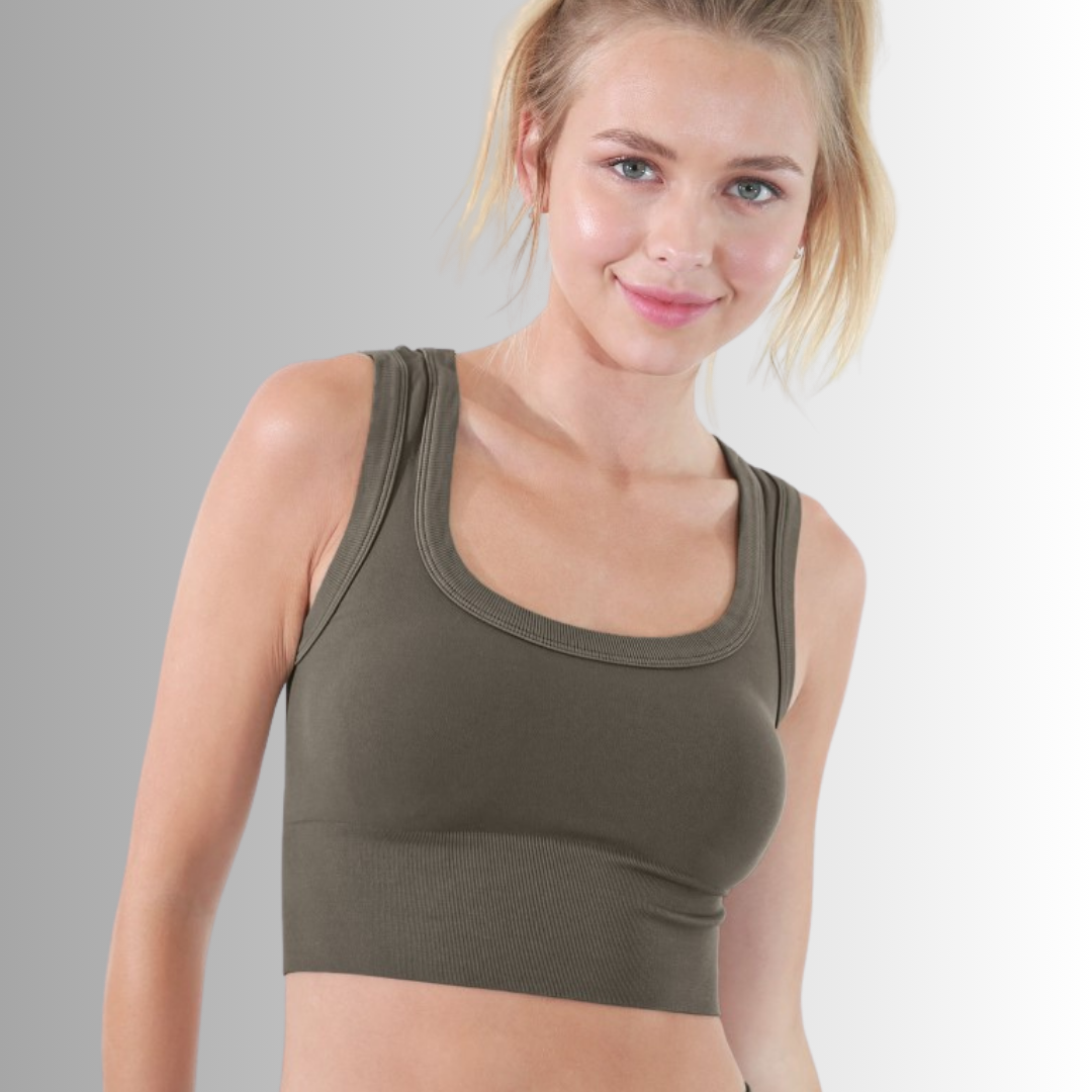 Deep Scoop Neck Cropped Tank Made in USA