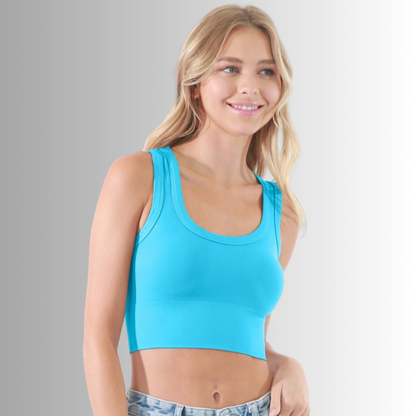 Deep Scoop Neck Cropped Tank Made in USA