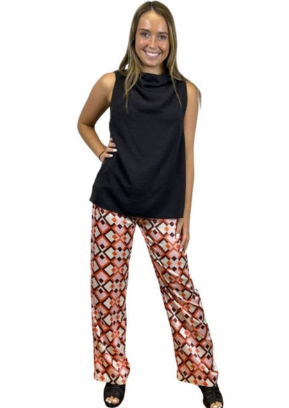 Flattering & Versatile Black Satin Sleeveless Top Made in USA