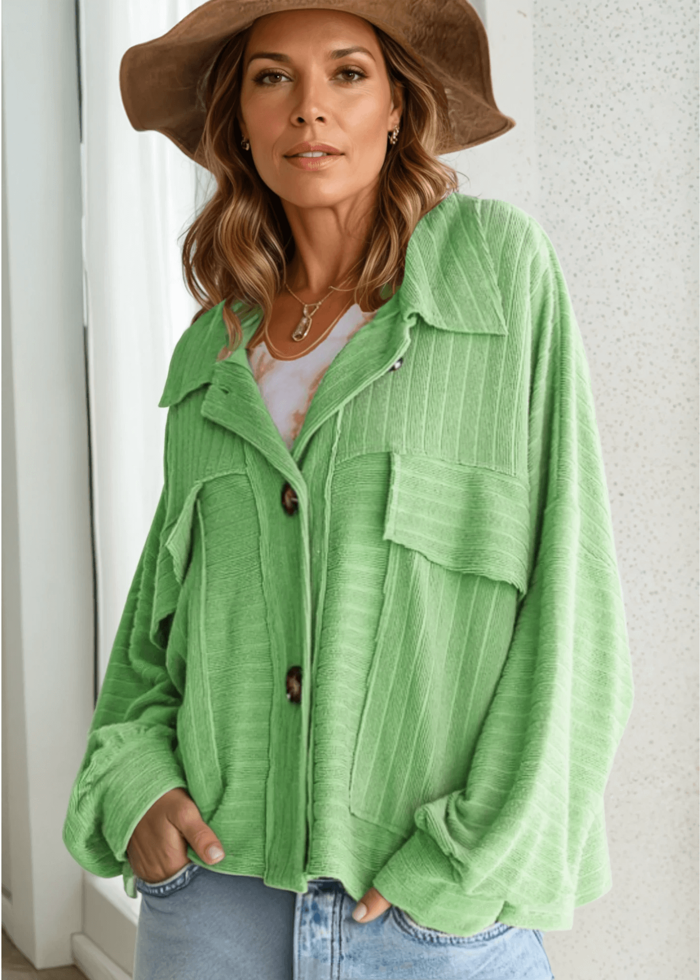 Leah Soft Ribbed Knit Lightweight Shacket