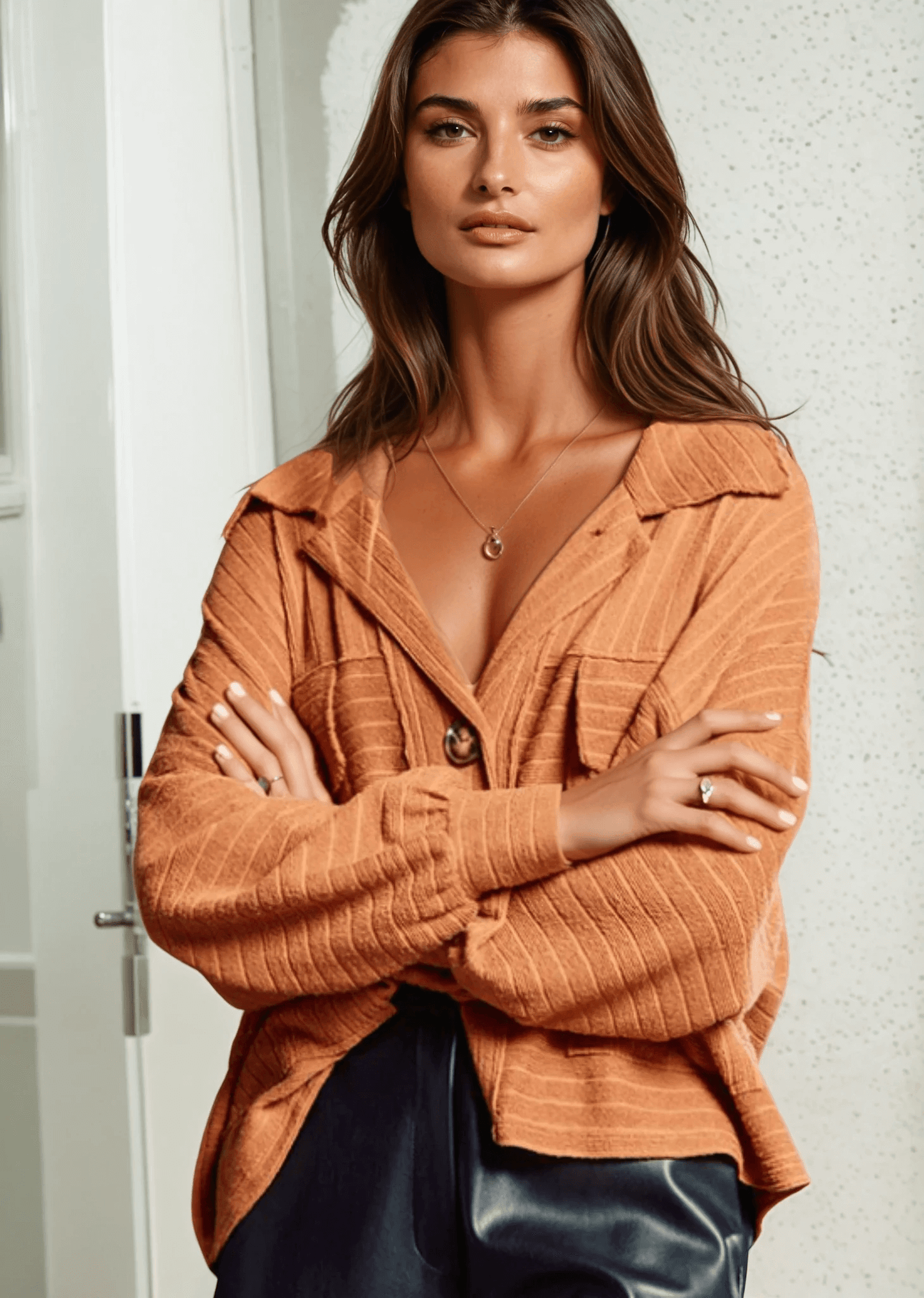 Leah Soft Ribbed Knit Lightweight Shacket