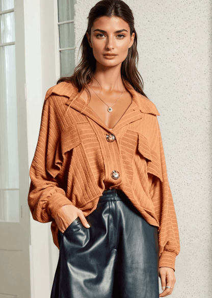 Leah Soft Ribbed Knit Lightweight Shacket