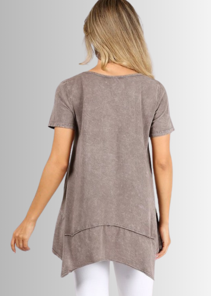 Shark Bite Hem Casual Cotton Tee