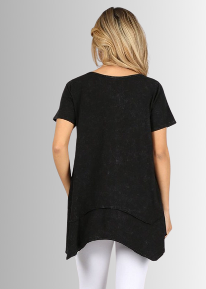 Shark Bite Hem Casual Cotton Tee