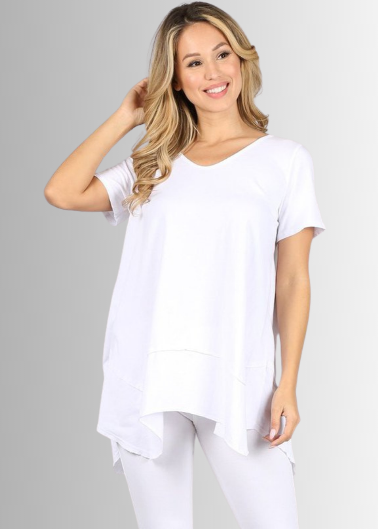 Shark Bite Hem Casual Cotton Tee