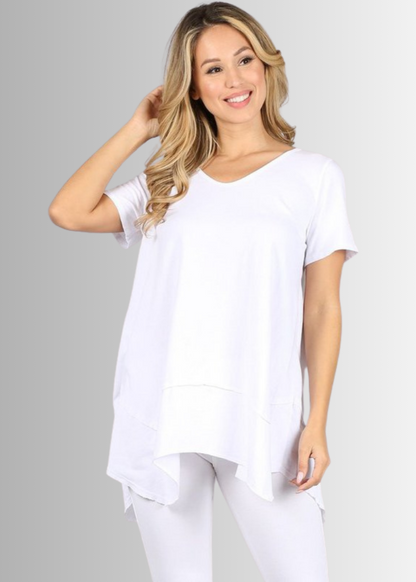 Shark Bite Hem Casual Cotton Tee