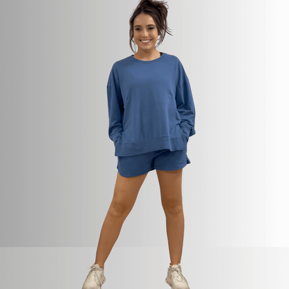 Tessa Lightweight French Terry Sweatshirt in Black Made in USA