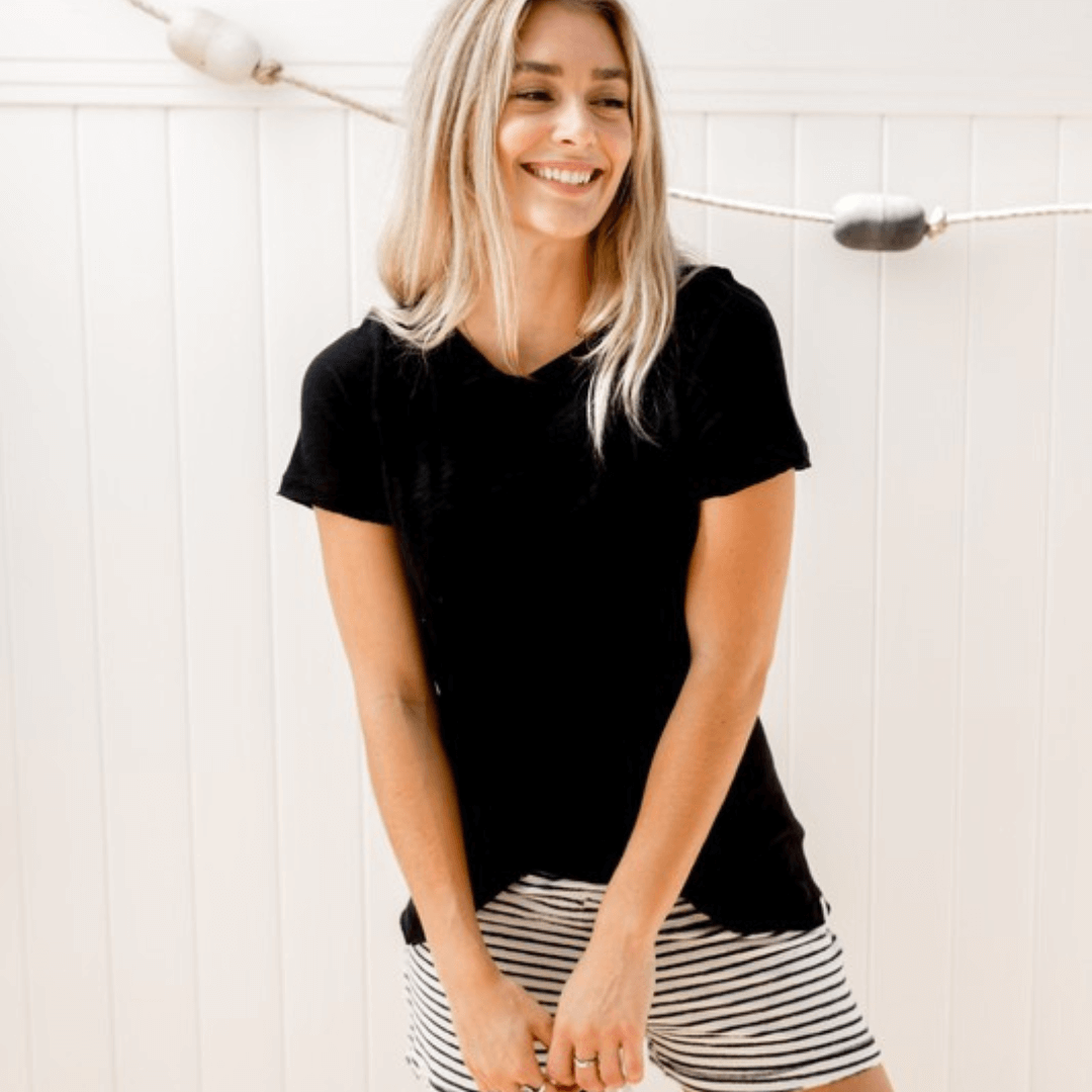 Sleepaholik V-Neck Cotton Tee