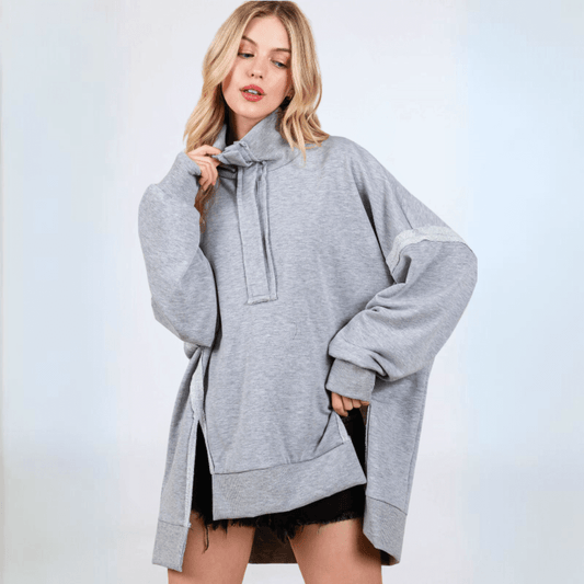 Slouch Sweatshirt with Snap Collar Made in USA