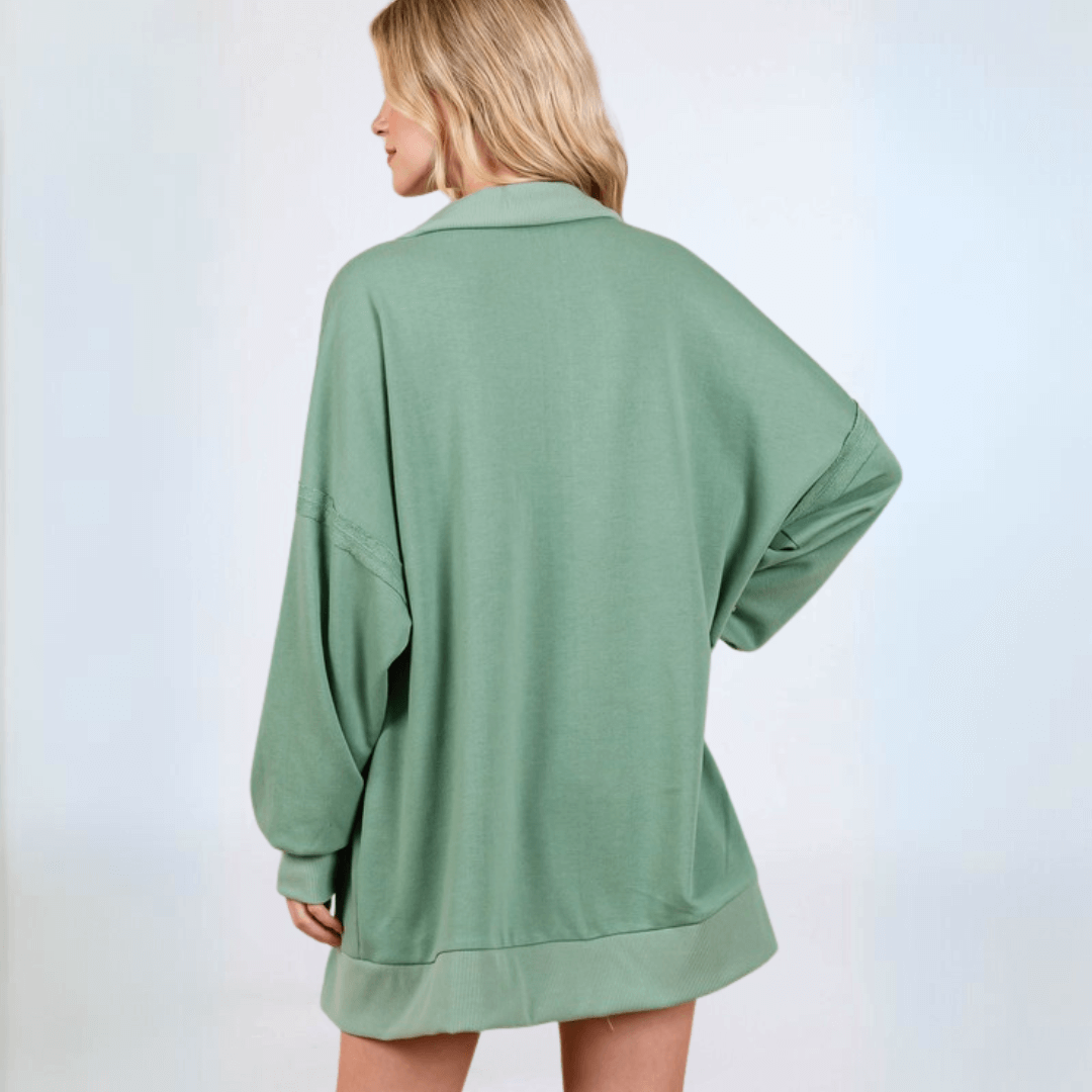 Slouch Sweatshirt with Snap Collar Made in USA