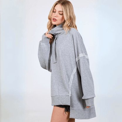 Slouch Sweatshirt with Snap Collar Made in USA