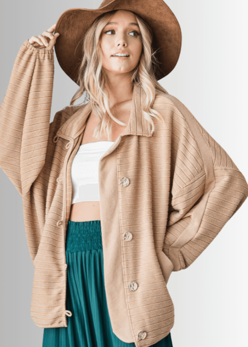 Morgan Casual Ribbed Contrast Jacket