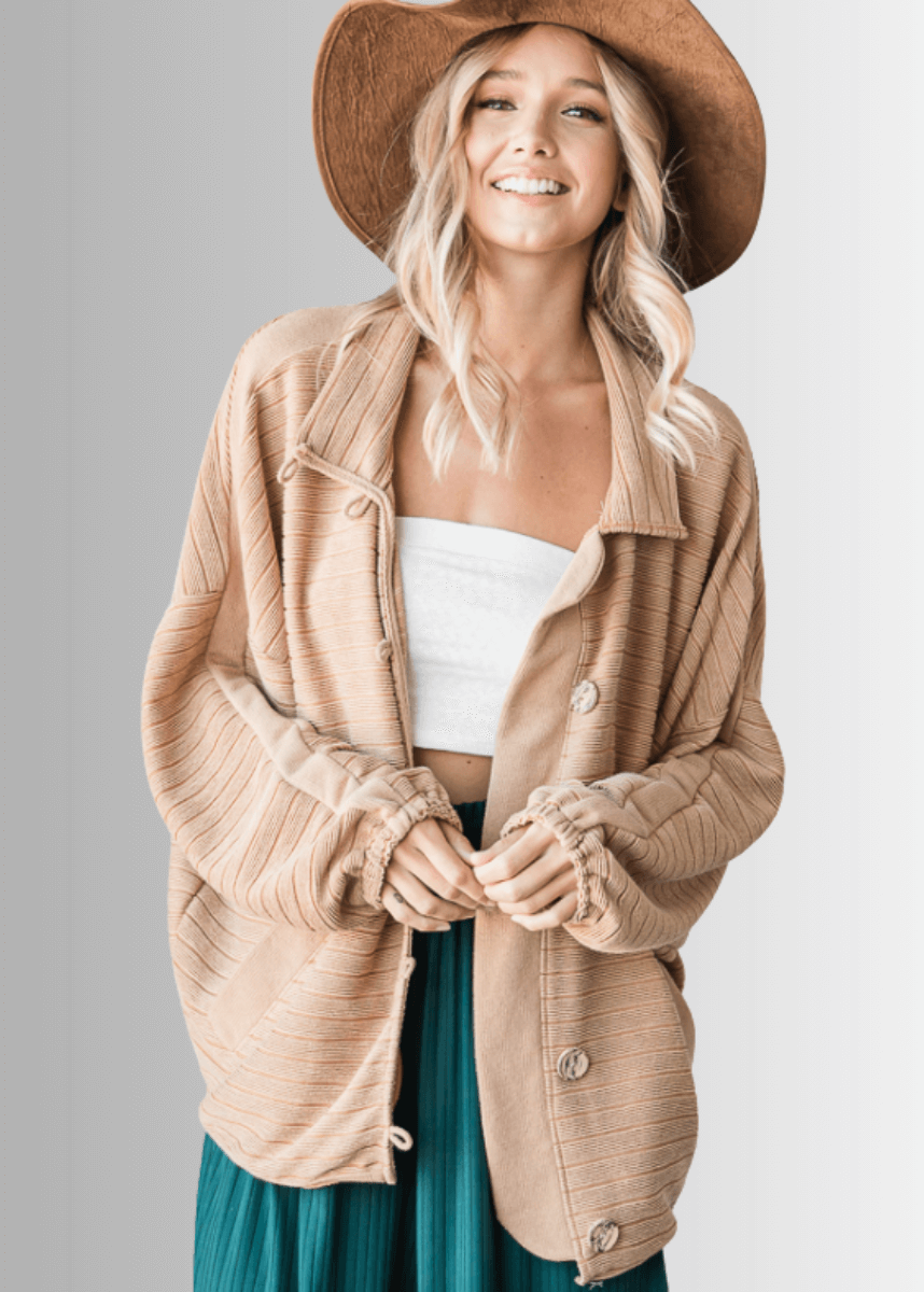 Morgan Casual Ribbed Contrast Jacket