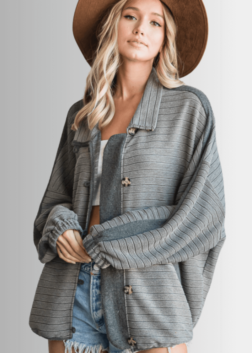 Morgan Casual Ribbed Contrast Jacket