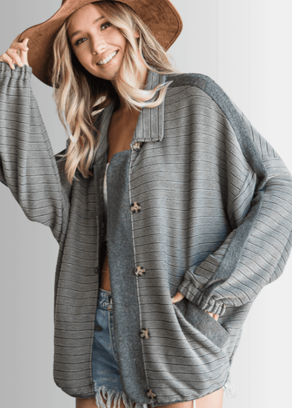 Morgan Casual Ribbed Contrast Jacket