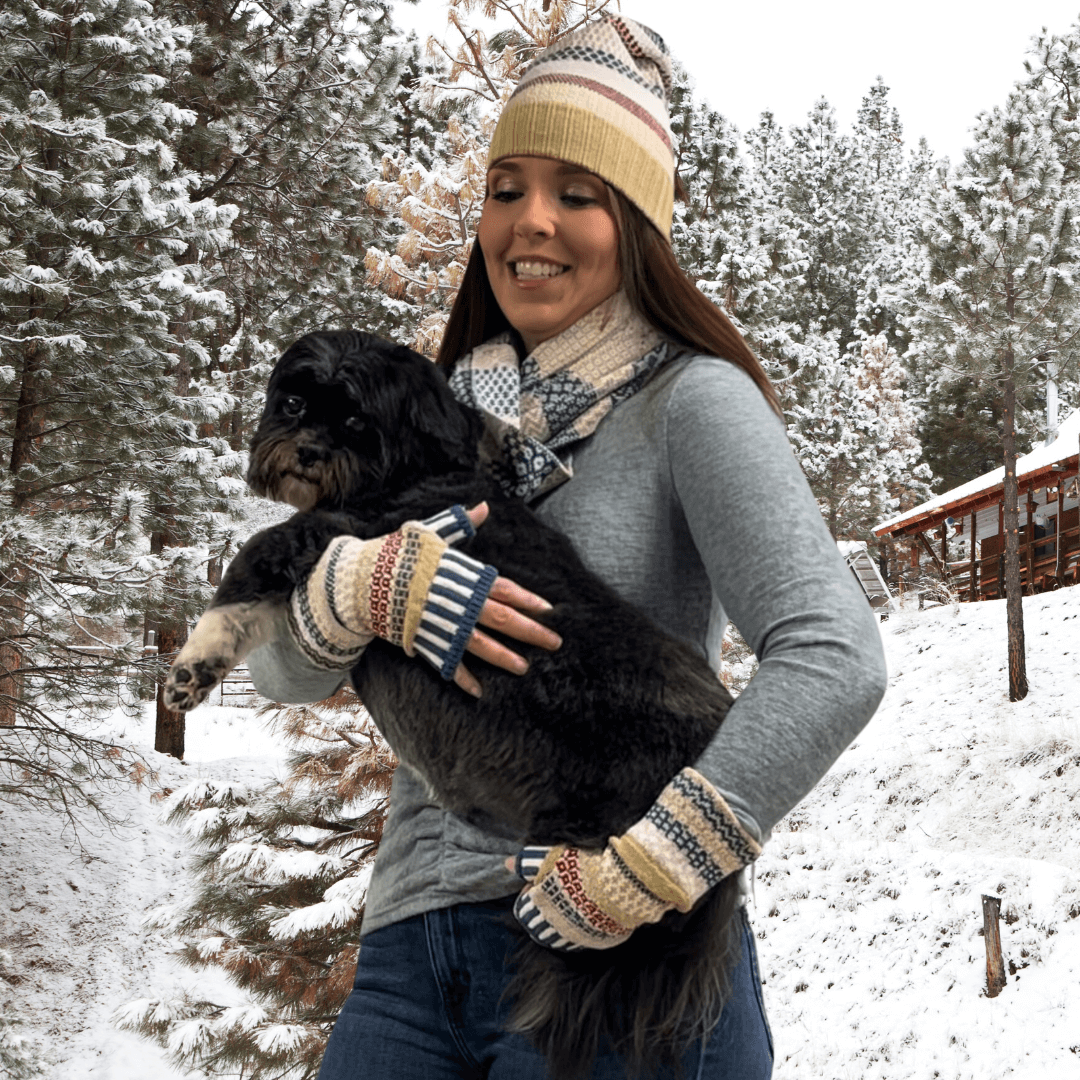 BATEAU MOUCHE Knitted Fingerless Gloves By Solmate Made in USA