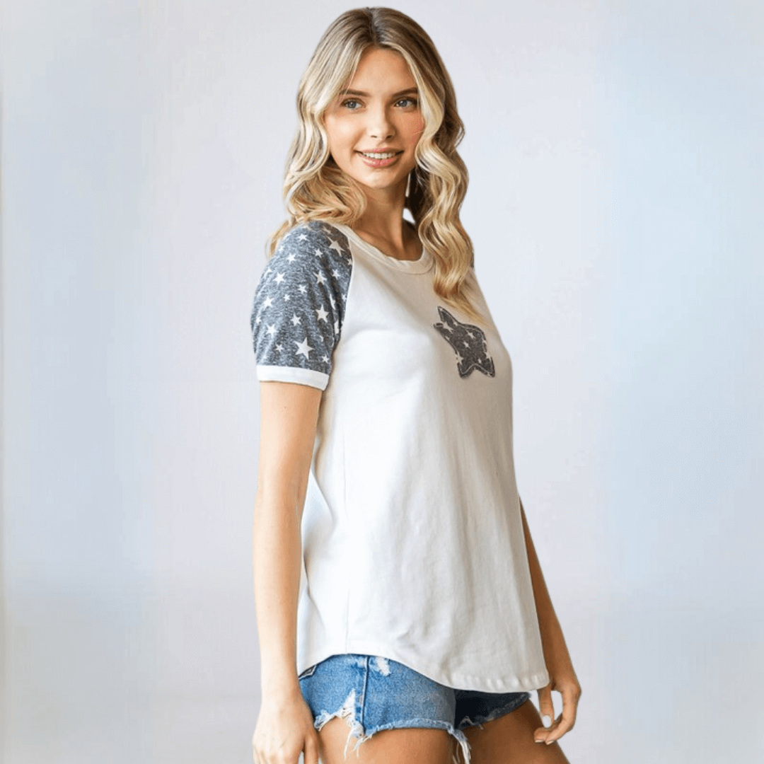 Star Patch Raglan Tee Made in USA