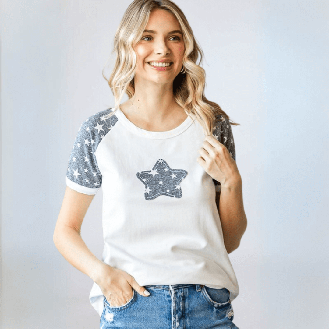 Star Patch Raglan Tee Made in USA
