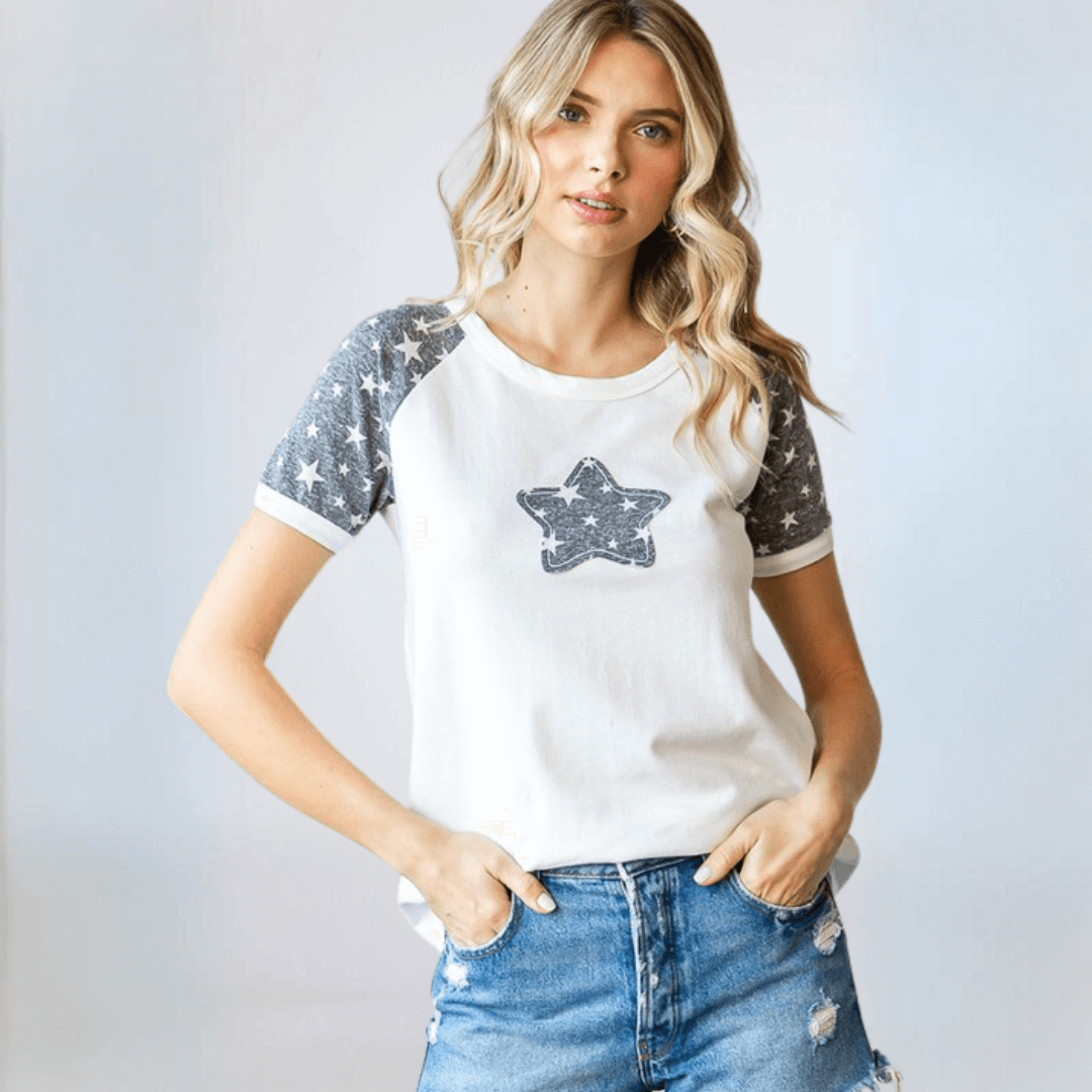 Star Patch Raglan Tee Made in USA
