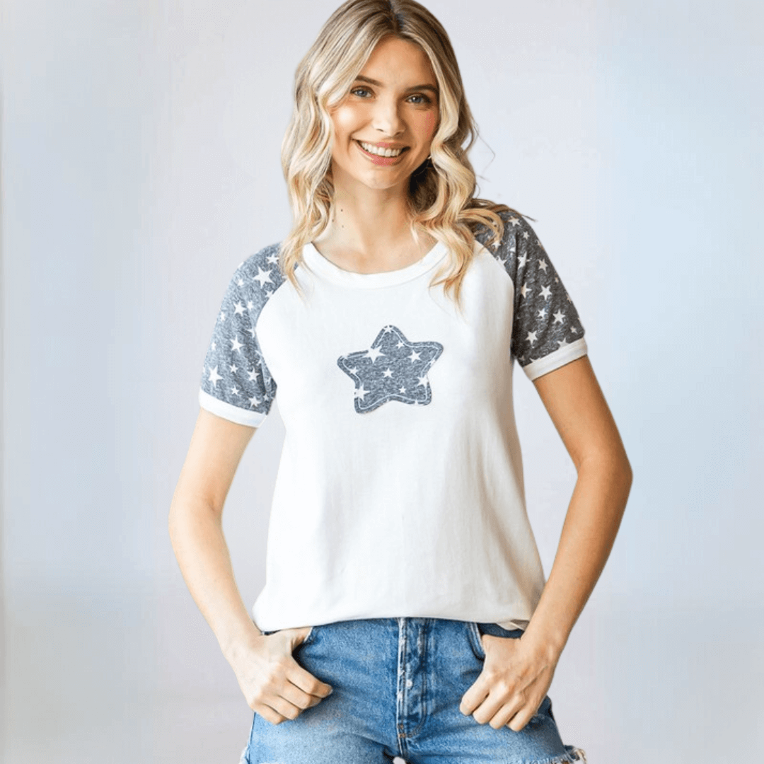 Star Patch Raglan Tee Made in USA