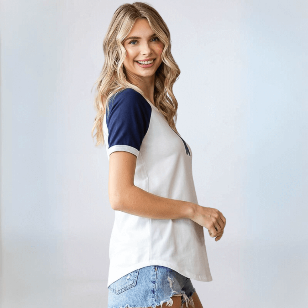 Navy Star Patch Raglan Tee