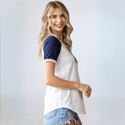 Navy Star Patch Raglan Tee