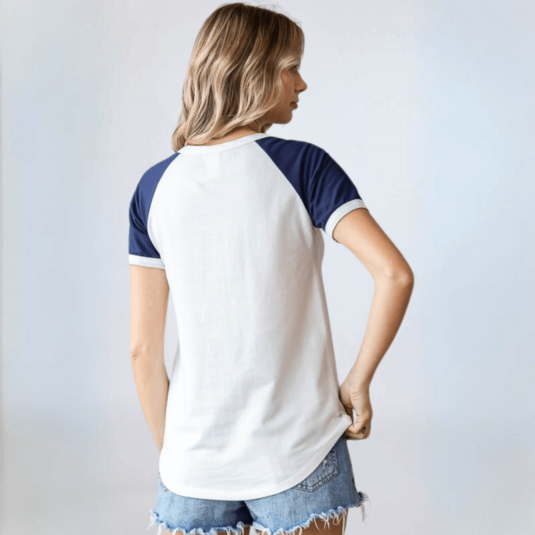 Navy Star Patch Raglan Tee
