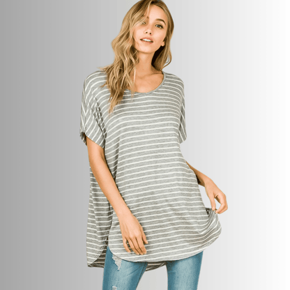 Kinsley Striped Casual Tunic Tee