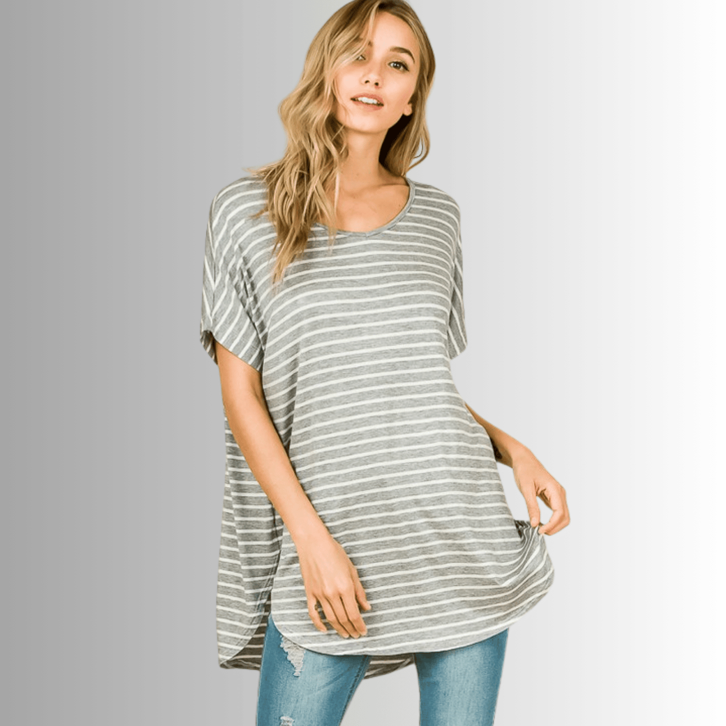 Kinsley Striped Casual Tunic Tee