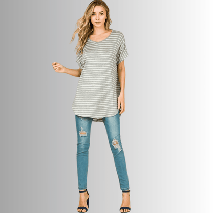 Kinsley Striped Casual Tunic Tee
